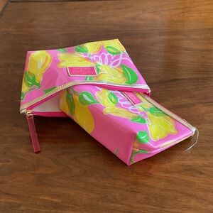 2 Lilly Pulitzer Pink and Yellow Cosmetic Bag (Estee Lauder)